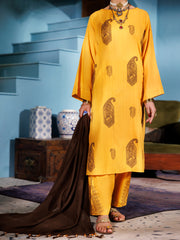 Mustard Lino Kara 3 Piece Stitched - ALP-3PS-1918 - Almirah Online