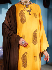 Mustard Lino Kara 3 Piece Stitched - ALP-3PS-1918
