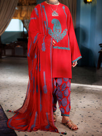 Red Square Dobby 3Pc Unstitched - ALP-3PS-1922