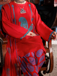 Red Square Dobby 3Pc Unstitched - ALP-3PS-1922