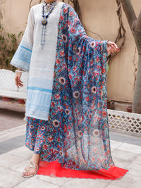 White Yarn-Dyed 3Pc Unstitched - ALP-3PS-1934