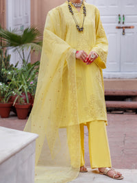 Yellow Dobby Jacquard 3 Piece Unstitched - ALP-3PS-1952