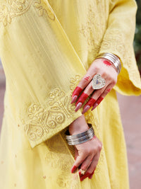 Yellow Dobby Jacquard 3 Piece Unstitched - ALP-3PS-1952