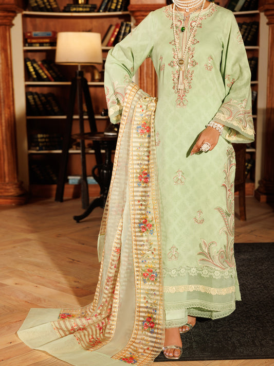 Pistachio Green Cotton Dobby 3Pc Stitched - ALP-3PS-2059