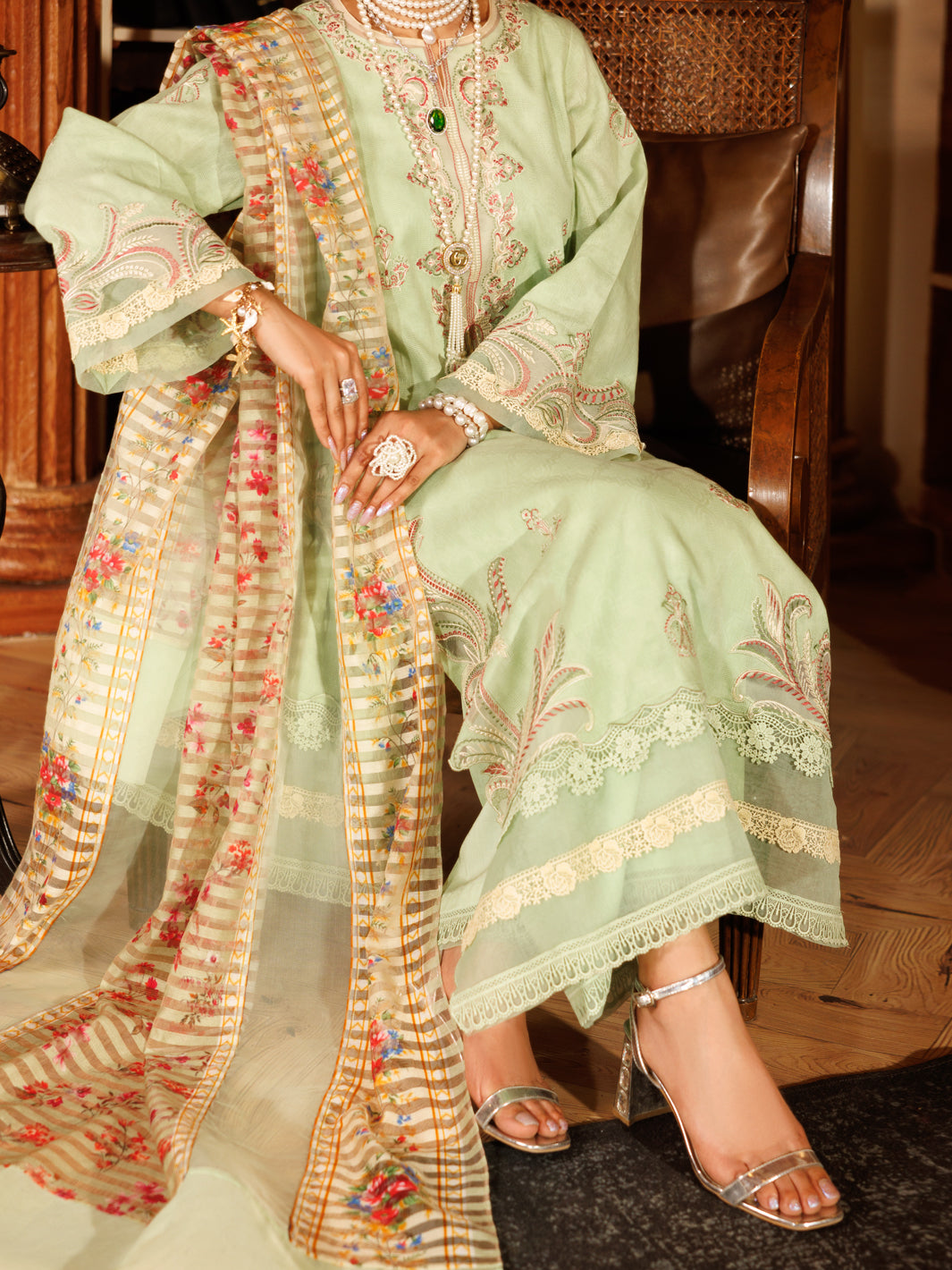 Pistachio Green Cotton Dobby 3Pc Stitched - ALP-3PS-2059