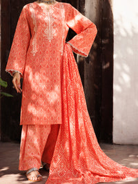 Red White Lawn 3 Piece Stitched - ALP-3PS-2129
