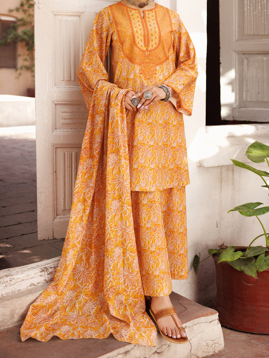 Mustard Lawn 3 Piece Stitched - ALP-3PS-2131