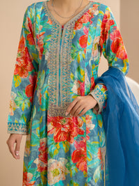 Light Lurex Cotton Green Stitched 3Pc - ALP-3PS-2171