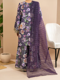 Purple Lurex Cotton Stitched 3Pc - ALP-3PS-2172