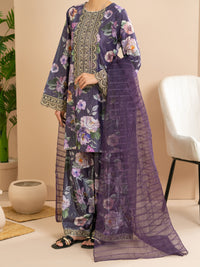 Purple Lurex Cotton Stitched 3Pc - ALP-3PS-2172