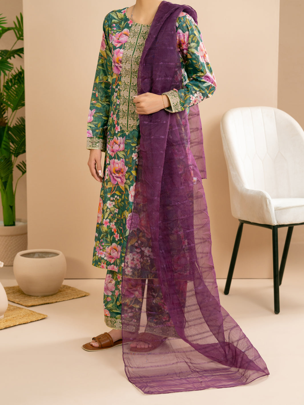 Mehndi Green Stitched 3Pc - ALP-3PS-2173
