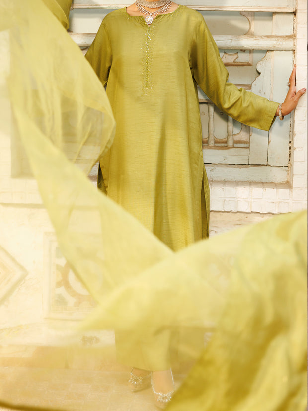 Lime Green 3 Piece Stitched - ALP-3PS-2190