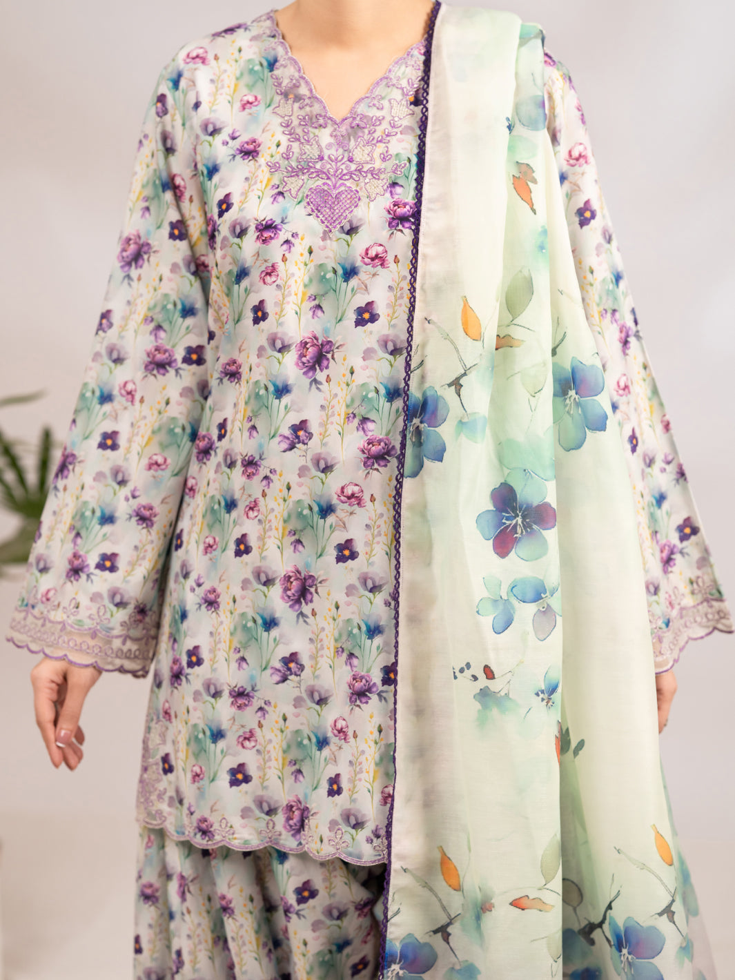 Light Green Poly-Lawn 3Pc Stitched - ALP-3PS-2361