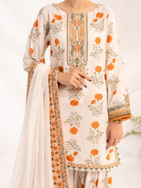 Off White Lawn Stitched 3Pc - ALP-3PS-2311