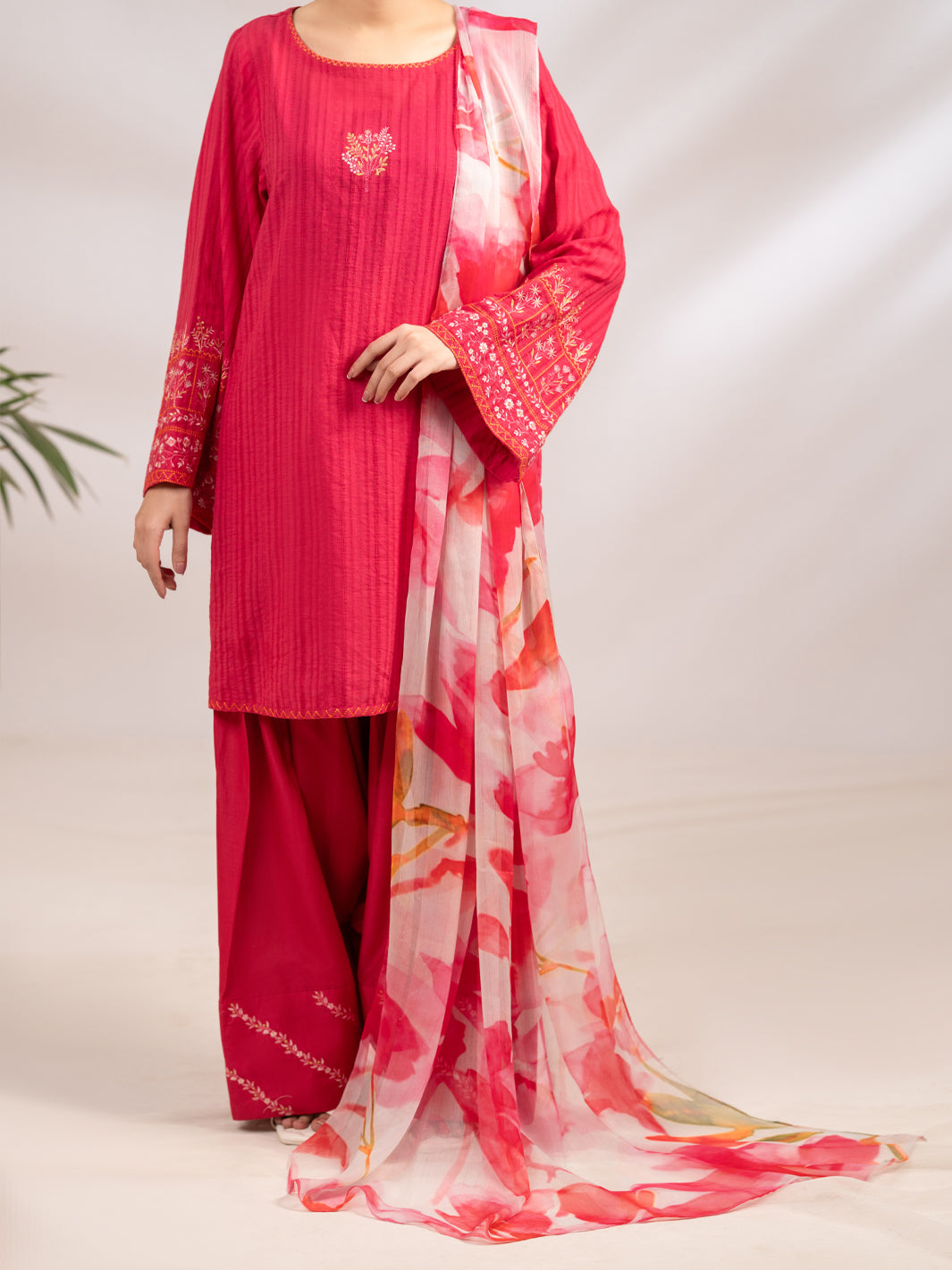 Pink Cotton Dobby 3Pc Unstitched - ALP-3PS-2323