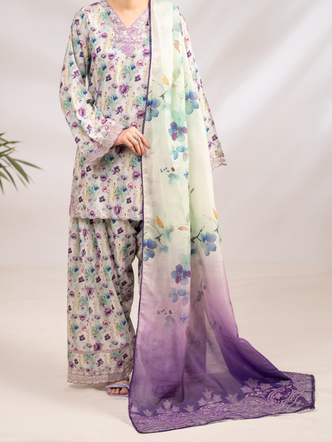 Light Green Poly-Lawn 3Pc Stitched - ALP-3PS-2361