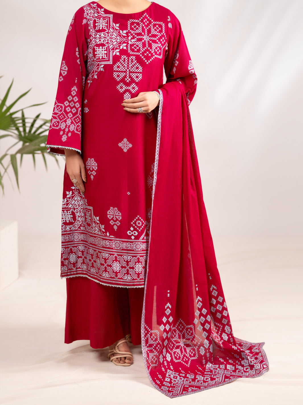 Fuchsia Poly-Lawn 3Pc Stitched - ALP-3PS-2295