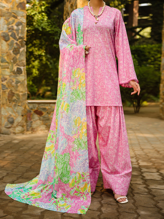 Pink Lawn 3Pc Stitched - ALP-3PS-2301