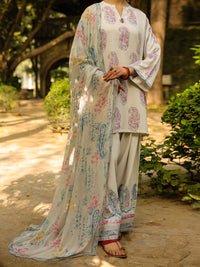 Beige Poly-Raw Silk 3Pc Stitched - ALP-3PS-2303