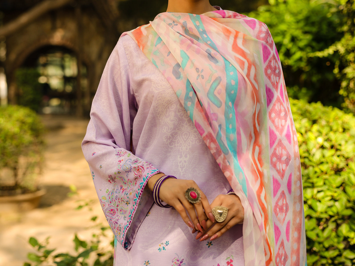 Lilac Poly-Raw Silk 3Pc Stitched - ALP-3PS-2304