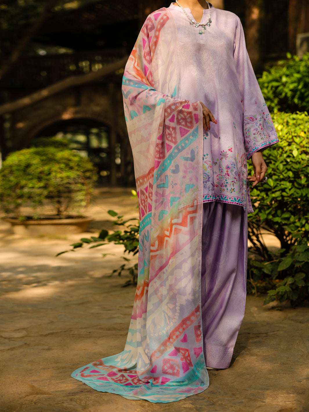 Lilac Poly-Raw Silk 3Pc Stitched - ALP-3PS-2304