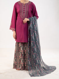 Magenta Lawn Stitched 3Pc - ALP-3PS-2306