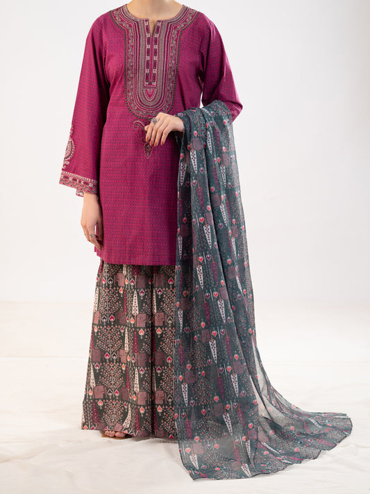 Magenta Lawn Stitched 3Pc - ALP-3PS-2306