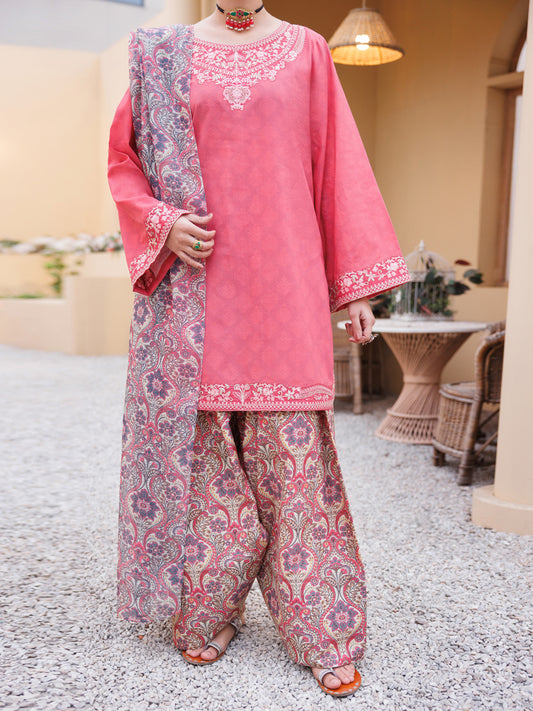 Light Pink Lawn Stitched 3Pc - ALP-3PS-2307