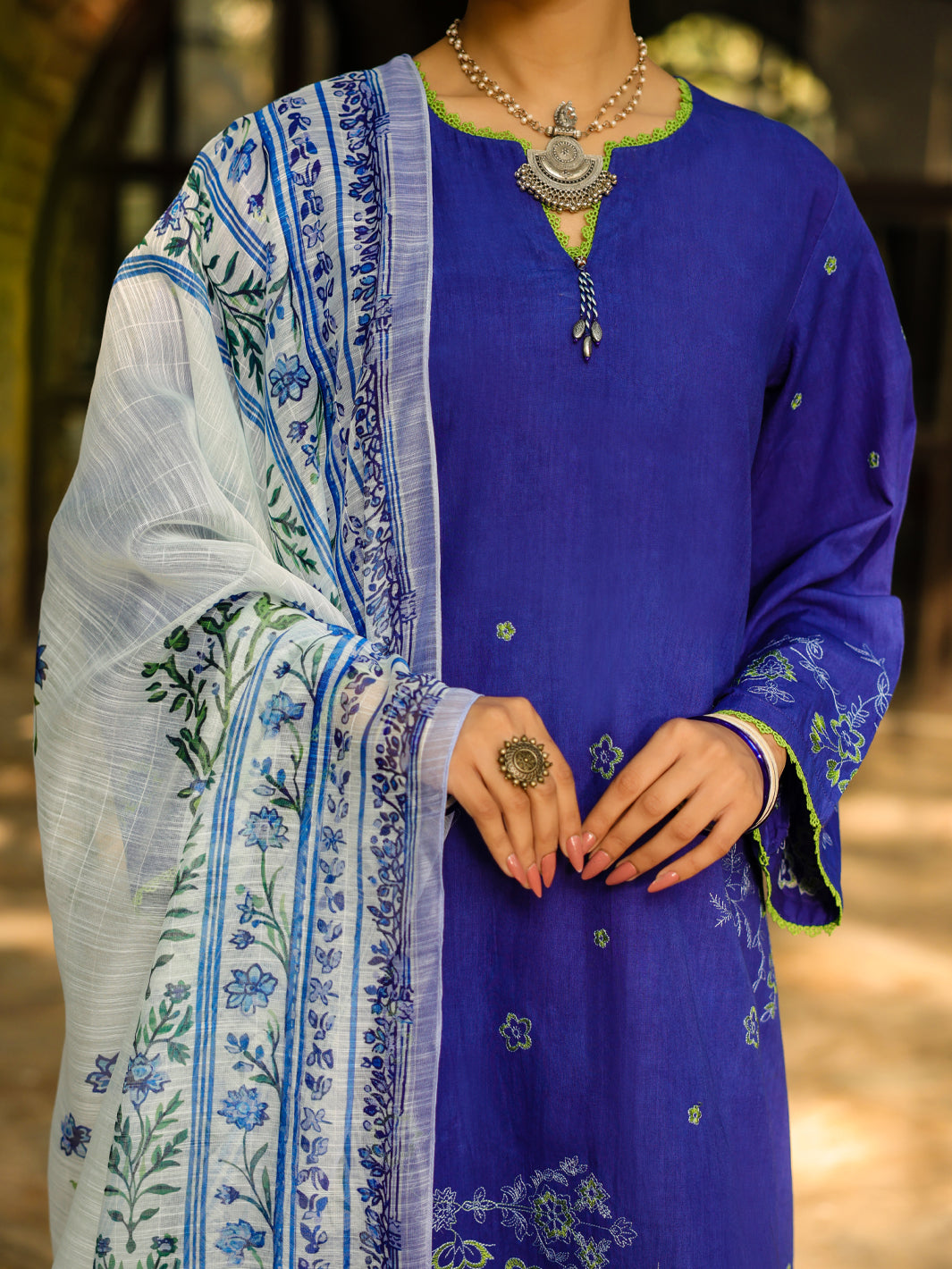 Blue Cambric 3Pc Stitched - ALP-3PS-2308