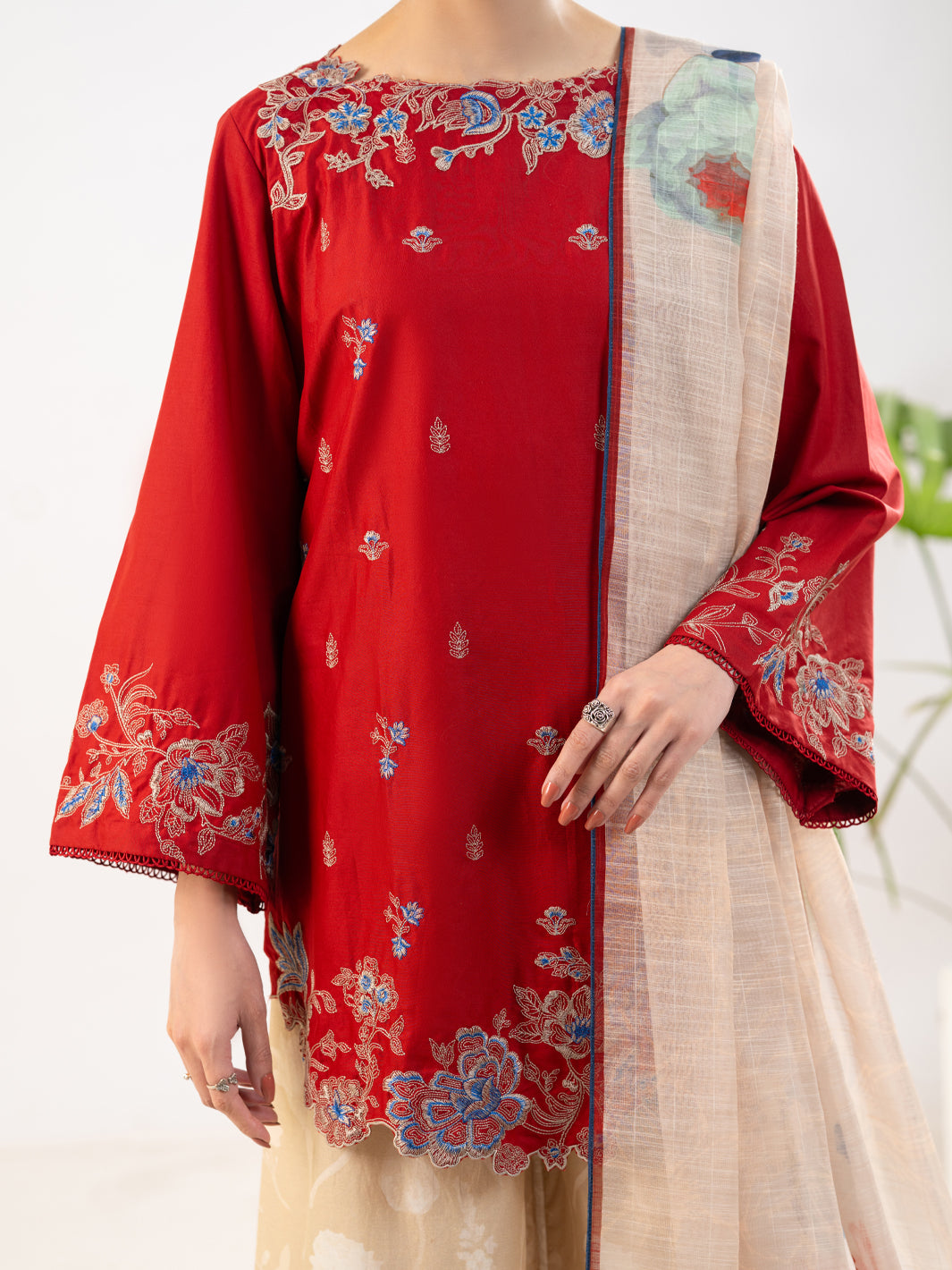 Maroon Cambric 3Pc Stitched - ALP-3PS-2310