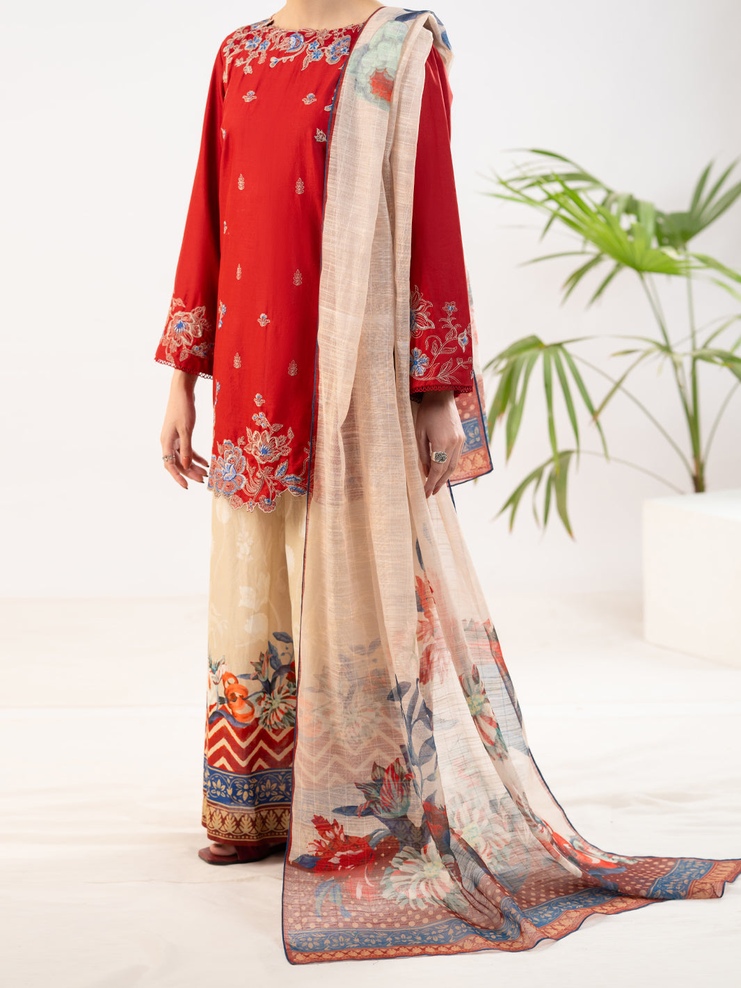 Maroon Cambric 3Pc Stitched - ALP-3PS-2310