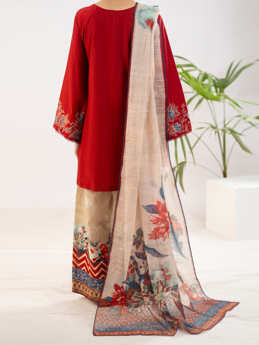 Maroon Cambric 3Pc Stitched - ALP-3PS-2310