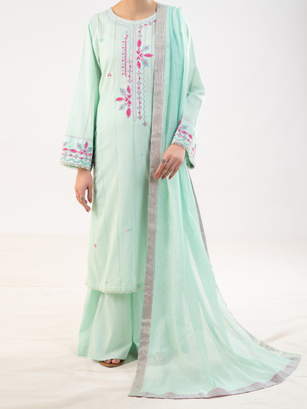 Light Green Lino Kara 3Pc Stitched - ALP-3PS-2320