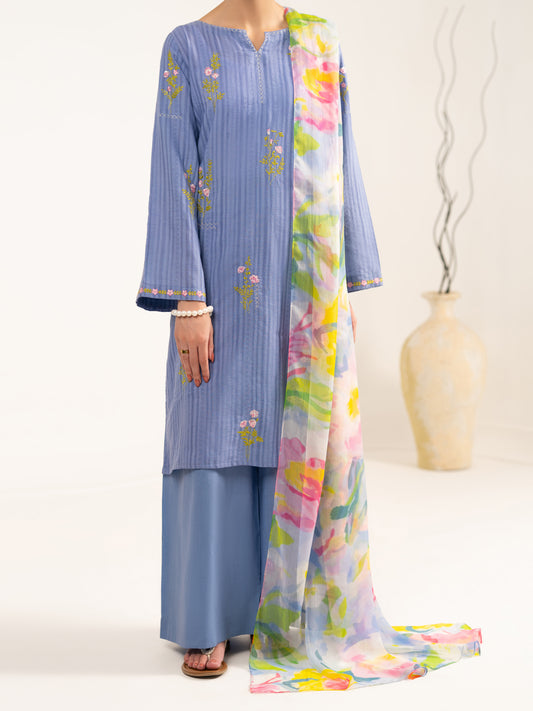 Blue Cotton Dobby 3Pc Unstitched - ALP-3PS-2324