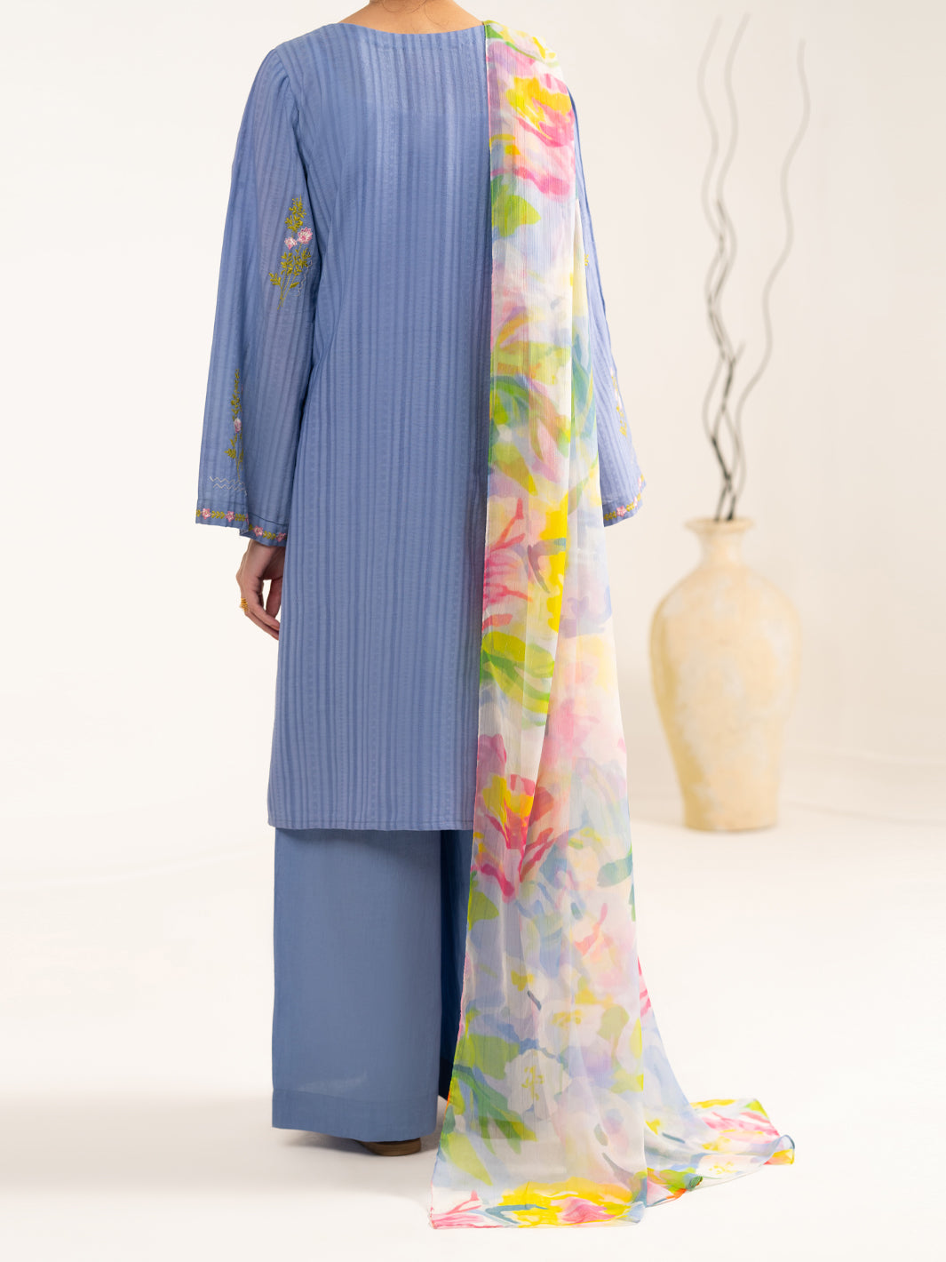 Blue Cotton Dobby 3Pc Stitched - ALP-3PS-2324