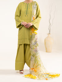 Green Cotton Dobby 3Pc Unstitched - ALP-3PS-2325