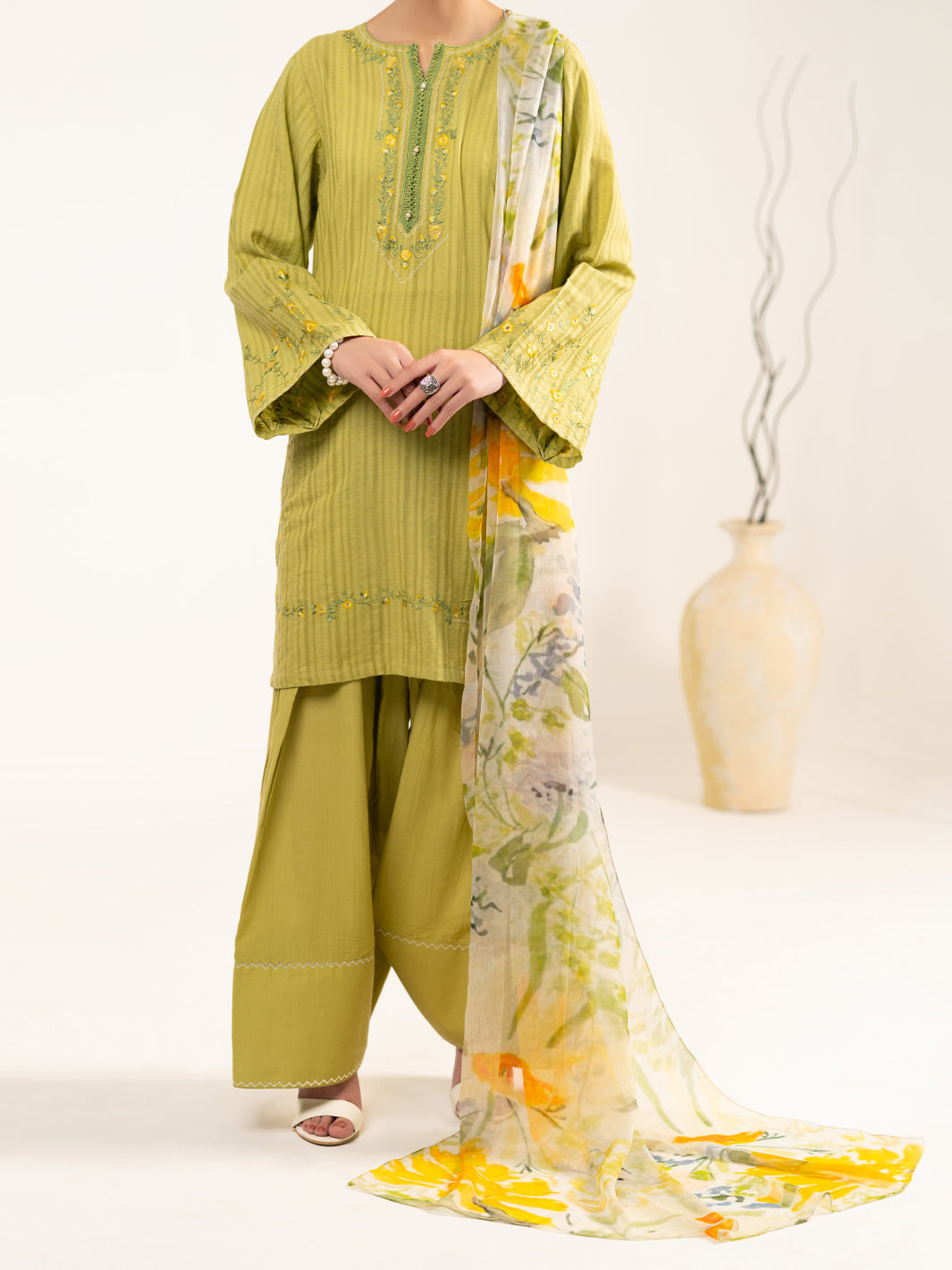 Green Dobby 3Pc Stitched - ALP-3PS-2325