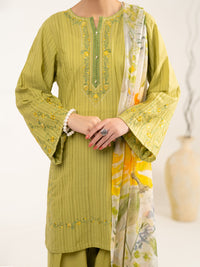 Green Cotton Dobby 3Pc Unstitched - ALP-3PS-2325