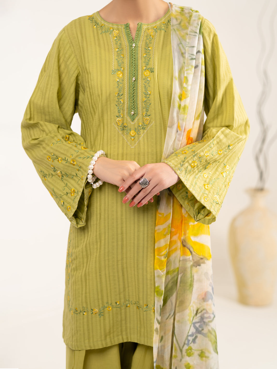 Green Dobby 3Pc Stitched - ALP-3PS-2325