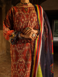 Maroon Stripe Cotton Stitched 3Pc - ALP-3PS-2326