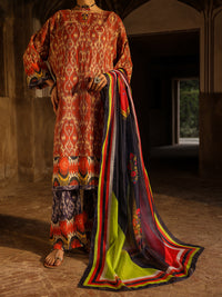 Maroon Stripe Cotton Stitched 3Pc - ALP-3PS-2326