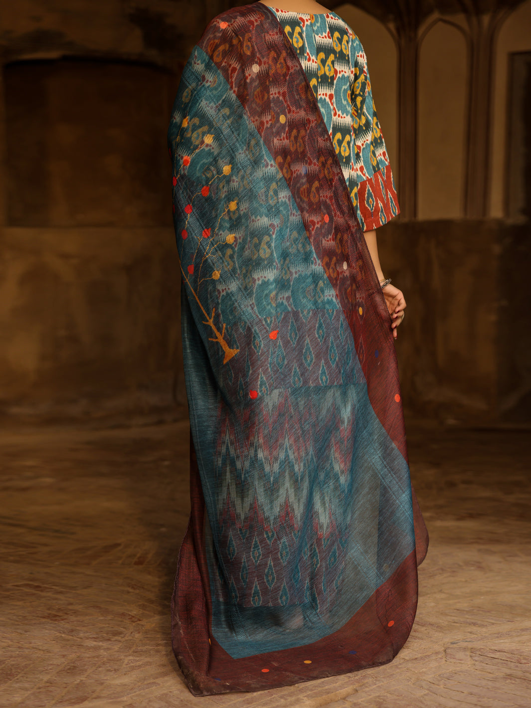 Teal Stripe Cotton 3Pc Stitched - ALP-3PS-2327