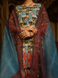 Teal Stripe Cotton 3Pc Stitched - ALP-3PS-2327