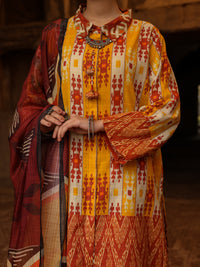 Mustard Square Cotton 3Pc Stitched - ALP-3PS-2329