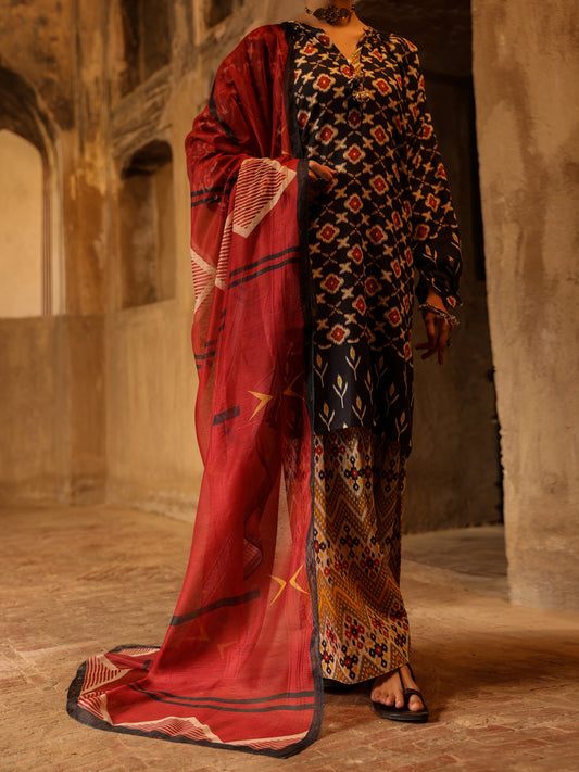 Black Square Dobby 3Pc Stitched - ALP-3PS-2330