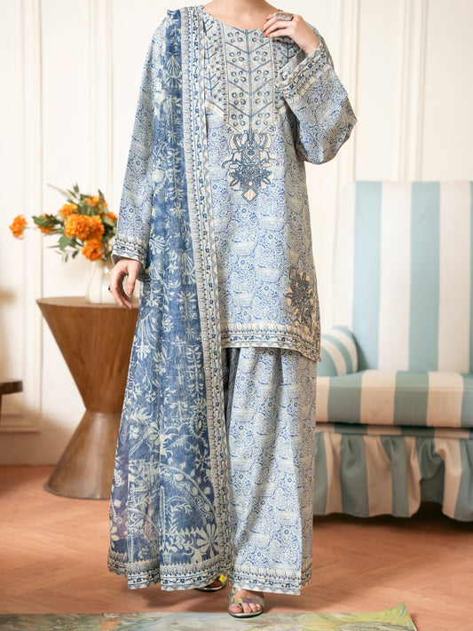 Light Blue Silk Lawn 3Pc Stitched - ALP-3PS-2332