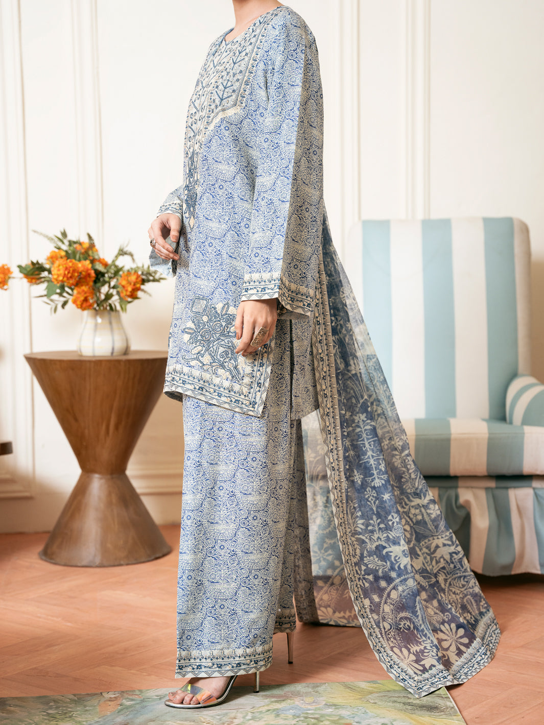 Light Blue Silk Lawn 3Pc Stitched - ALP-3PS-2332