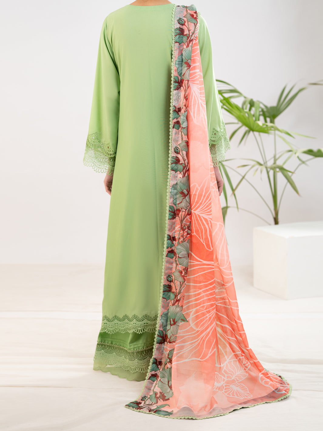 Light Green Silk Lawn 3Pc Stitched - ALP-3PS-2341
