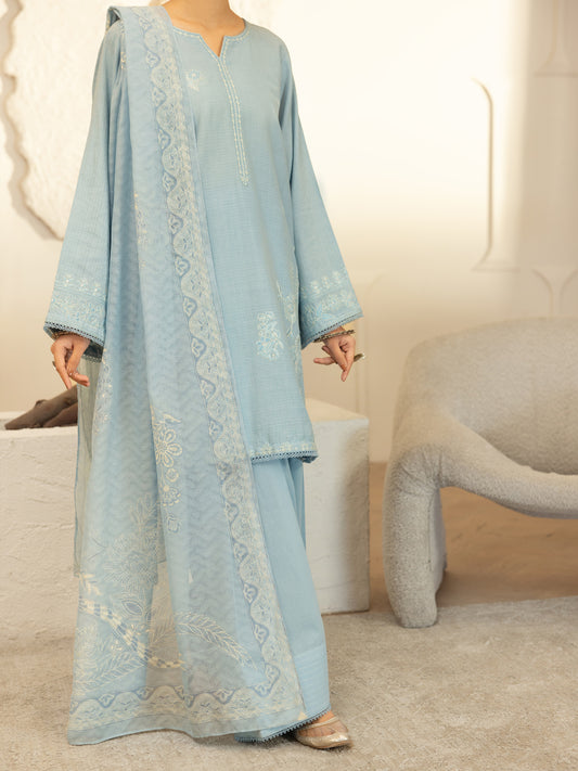 Sky Blue Dobby Stitched 3Pc - ALP-3PS-2345