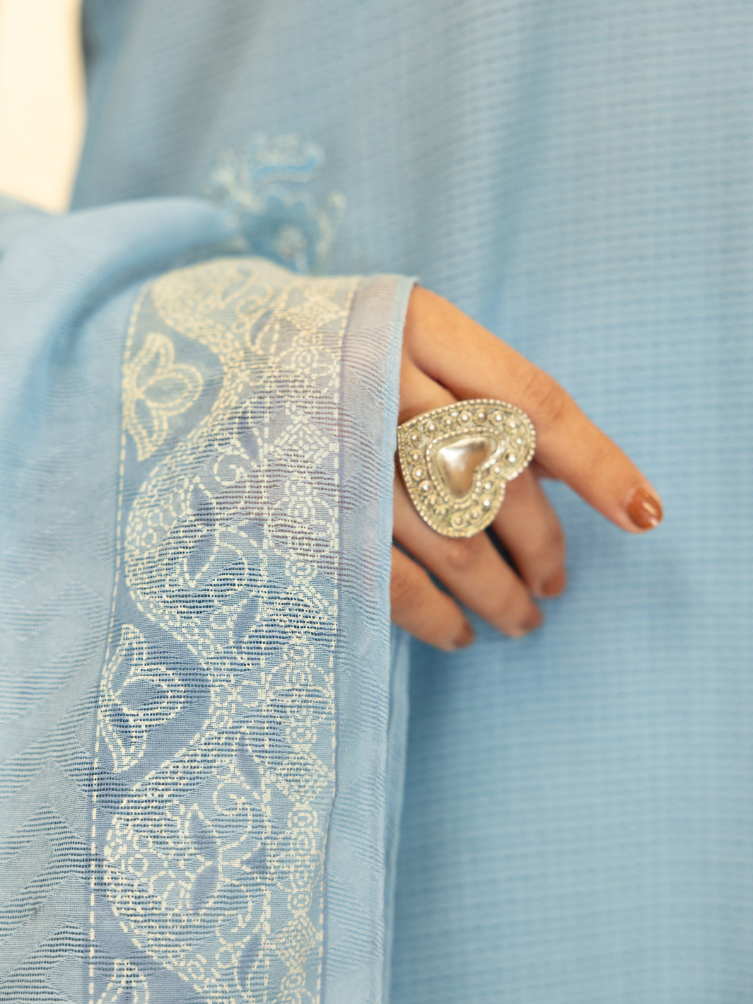 Sky Blue Dobby Stitched 3Pc - ALP-3PS-2345